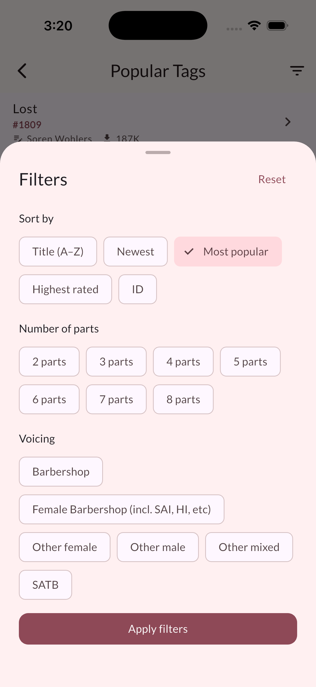 Advanced filters