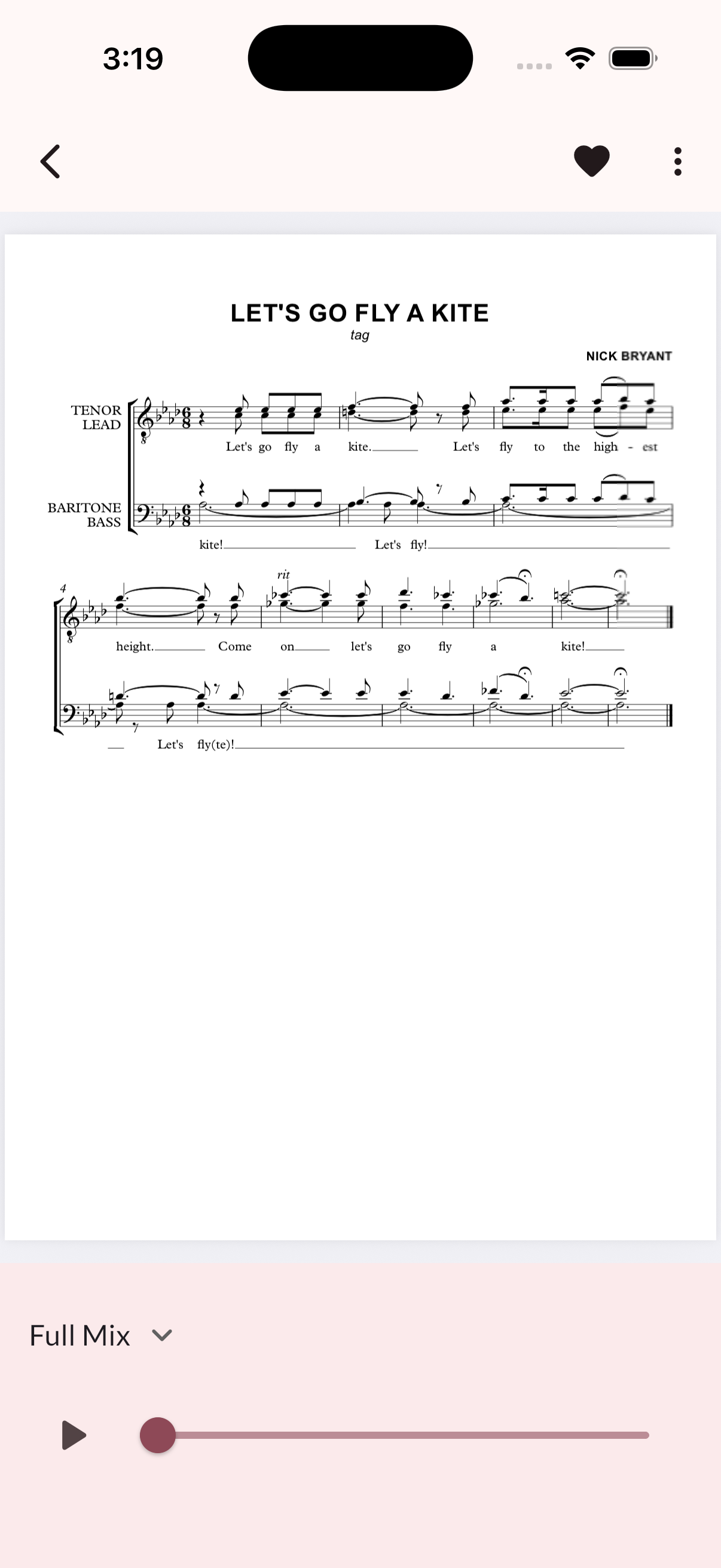 Sheet music view